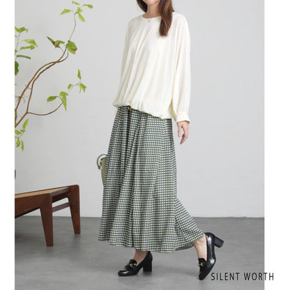 【M】シアージャカードバルーンプルオーバー ぽわん袖 クルーネック 透け感 大人可愛い SILENT WORTH