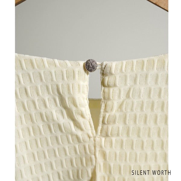 【M】シアージャカードバルーンプルオーバー ぽわん袖 クルーネック 透け感 大人可愛い SILENT WORTH