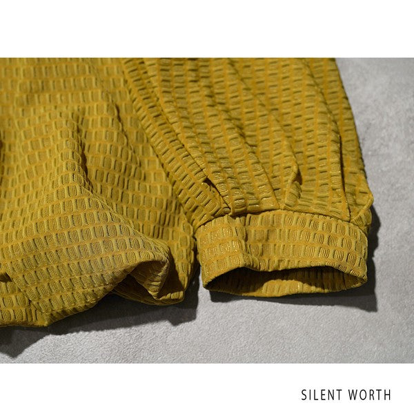 【M】シアージャカードバルーンプルオーバー ぽわん袖 クルーネック 透け感 大人可愛い SILENT WORTH