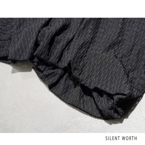 【M】シアージャカードバルーンプルオーバー ぽわん袖 クルーネック 透け感 大人可愛い SILENT WORTH