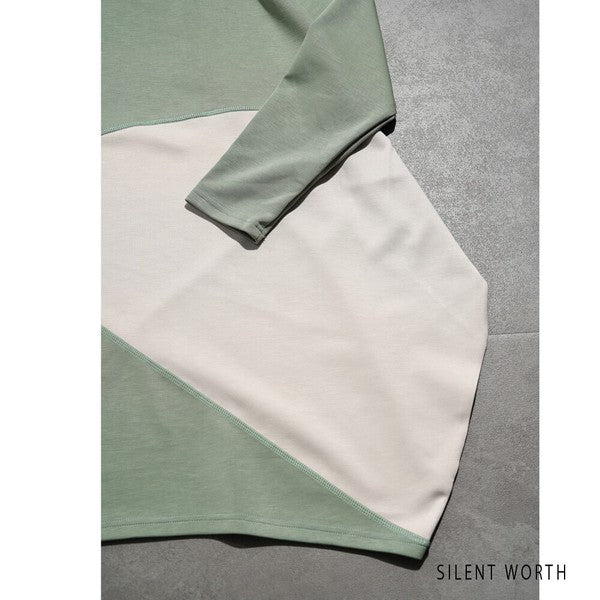 【M】ソフト段ボール配色チュニック ビッグシルエット モード切替 体型カバー SILENT WORTH