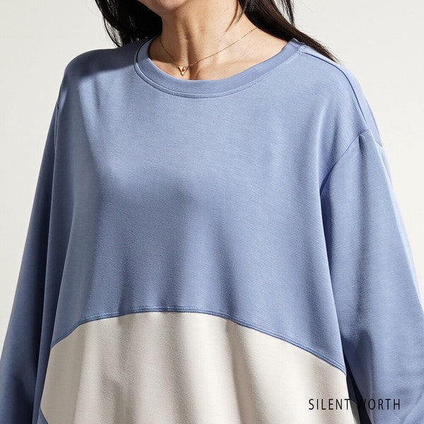 【M】ソフト段ボール配色チュニック ビッグシルエット モード切替 体型カバー SILENT WORTH