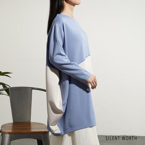 【M】ソフト段ボール配色チュニック ビッグシルエット モード切替 体型カバー SILENT WORTH