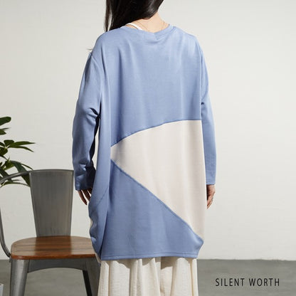 【M】ソフト段ボール配色チュニック ビッグシルエット モード切替 体型カバー SILENT WORTH