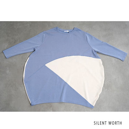 【M】ソフト段ボール配色チュニック ビッグシルエット モード切替 体型カバー SILENT WORTH