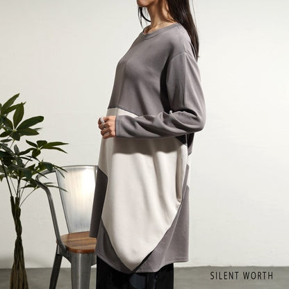 【M】ソフト段ボール配色チュニック ビッグシルエット モード切替 体型カバー SILENT WORTH