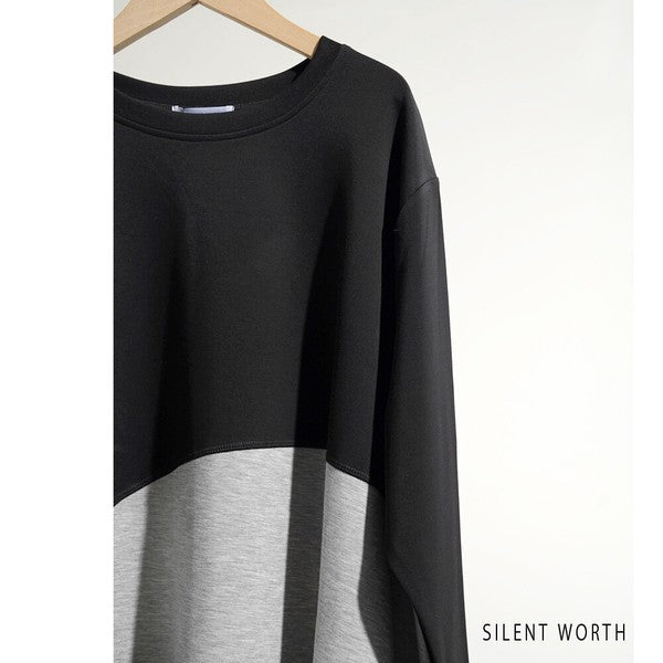 【M】ソフト段ボール配色チュニック ビッグシルエット モード切替 体型カバー SILENT WORTH