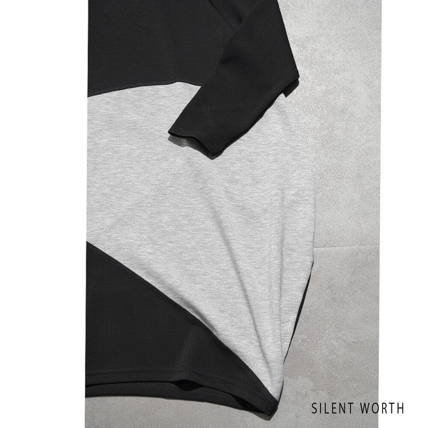 【M】ソフト段ボール配色チュニック ビッグシルエット モード切替 体型カバー SILENT WORTH