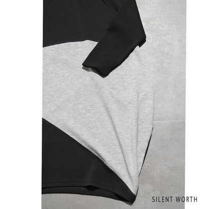【M】ソフト段ボール配色チュニック ビッグシルエット モード切替 体型カバー SILENT WORTH