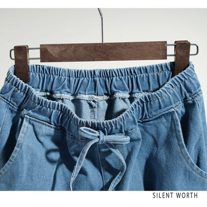【M】デニムワイドカーゴパンツ｜サイドポケット付き・ゆったりシルエット Y-0070・SILENT WORTH
