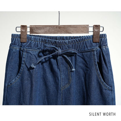 【M】デニムワイドカーゴパンツ｜サイドポケット付き・ゆったりシルエット Y-0070・SILENT WORTH