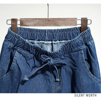 【M】デニムワイドカーゴパンツ｜サイドポケット付き・ゆったりシルエット Y-0070・SILENT WORTH