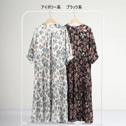 【M】花柄プリーツ切替ワンピース｜優雅な揺れと大人の華やかさを演出する夏ワンピース C-3268