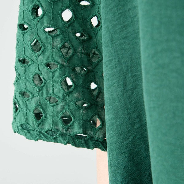 【L〜LL対応】カットワーク刺繍スリーブトップス｜ゆったりめ 夏 涼しい 半袖 ブラウス ポリエステル 綿 C31-1730A
