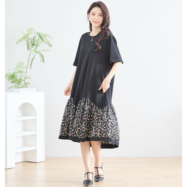 STELLAMCCARTNEY 花柄ワンピース グリーン 38 裾フレア 総柄