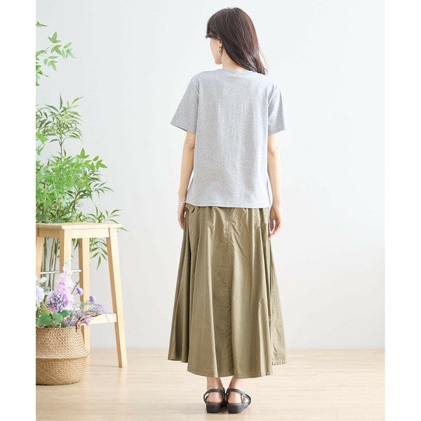 【M〜L】綿ストレッチ ゾウモチーフ刺繍Tシャツ｜半袖カットソー・大人可愛い夏トップス・TRUBE N12-603