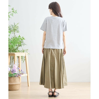 【M〜L】綿ストレッチ ゾウモチーフ刺繍Tシャツ｜半袖カットソー・大人可愛い夏トップス・TRUBE N12-603