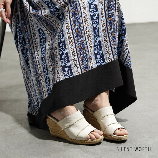 【M】エスニック柄バルーン袖ワンピース｜小花ストライプ・レーヨン素材・リラックスシルエット・SILENT WORTH C-3338