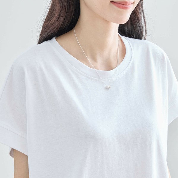 【M〜L】メガネガールTシャツ｜切替デザイン×花柄プリント ゆったり快適 N12-765A