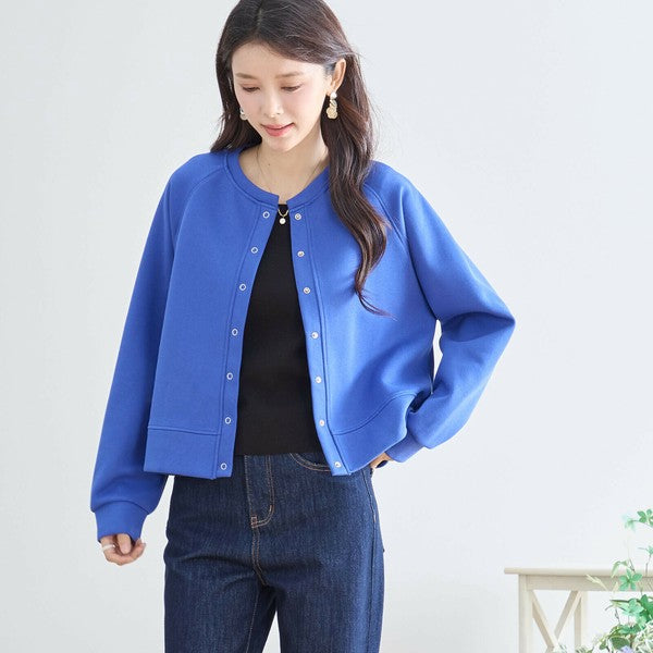 はぴ様 C1553 スナップスウェットカーデ M〜L】スナップボタンスウェットカーディガン｜シンプルデザイン