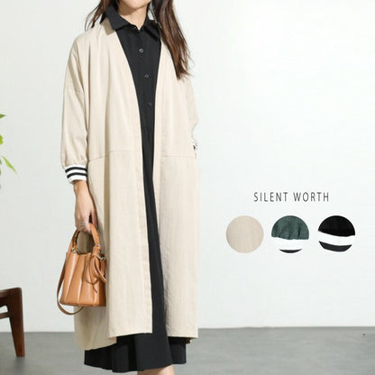 【Fサイズ】配色ラインロングカーディガン｜SILENT WORTH レディース 羽織り ライトアウター 春秋 長袖 Z-118