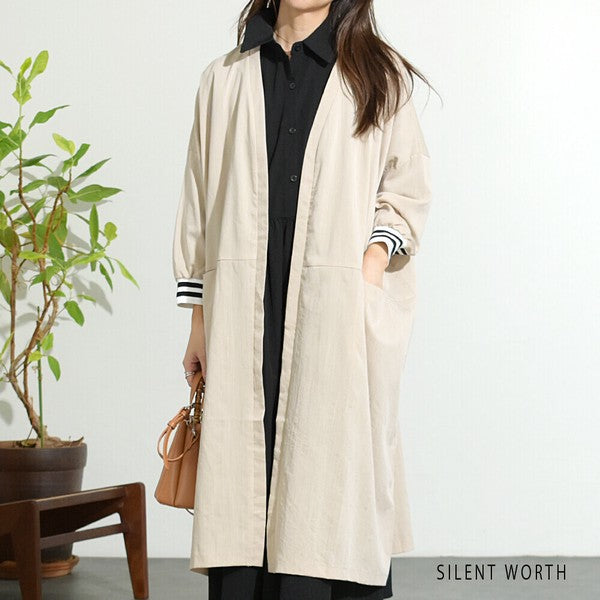 【Fサイズ】配色ラインロングカーディガン｜SILENT WORTH レディース 羽織り ライトアウター 春秋 長袖 Z-118