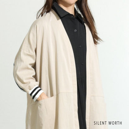 【Fサイズ】配色ラインロングカーディガン｜SILENT WORTH レディース 羽織り ライトアウター 春秋 長袖 Z-118