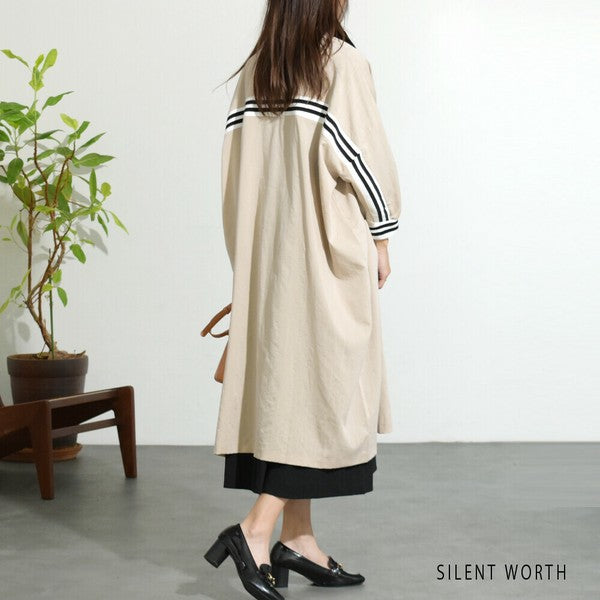 【Fサイズ】配色ラインロングカーディガン｜SILENT WORTH レディース 羽織り ライトアウター 春秋 長袖 Z-118