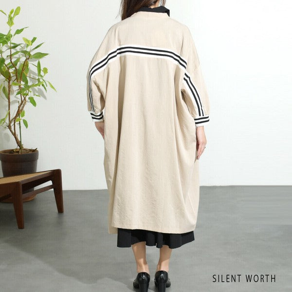 【Fサイズ】配色ラインロングカーディガン｜SILENT WORTH レディース 羽織り ライトアウター 春秋 長袖 Z-118