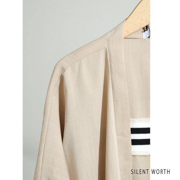 【Fサイズ】配色ラインロングカーディガン｜SILENT WORTH レディース 羽織り ライトアウター 春秋 長袖 Z-118
