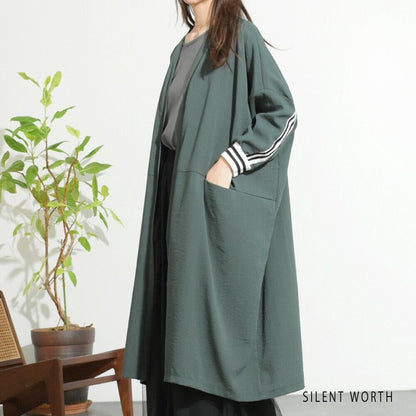 【Fサイズ】配色ラインロングカーディガン｜SILENT WORTH レディース 羽織り ライトアウター 春秋 長袖 Z-118