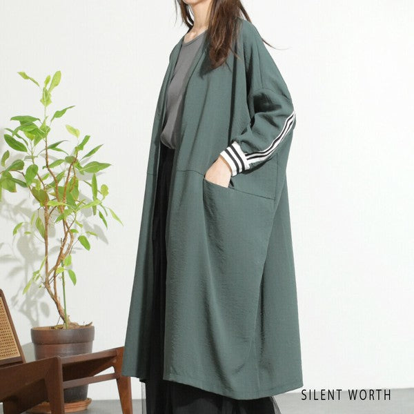 【Fサイズ】配色ラインロングカーディガン｜SILENT WORTH レディース 羽織り ライトアウター 春秋 長袖 Z-118