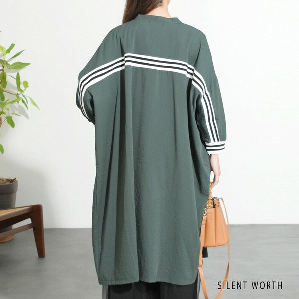 【Fサイズ】配色ラインロングカーディガン｜SILENT WORTH レディース 羽織り ライトアウター 春秋 長袖 Z-118