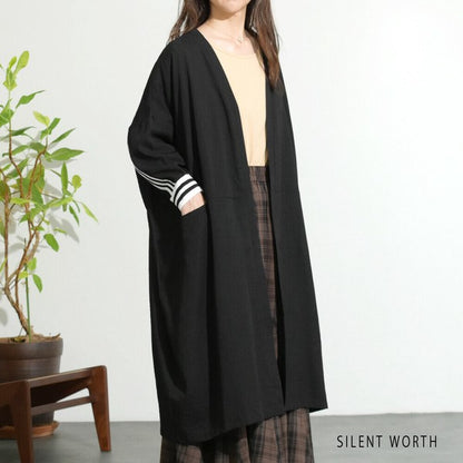 【Fサイズ】配色ラインロングカーディガン｜SILENT WORTH レディース 羽織り ライトアウター 春秋 長袖 Z-118