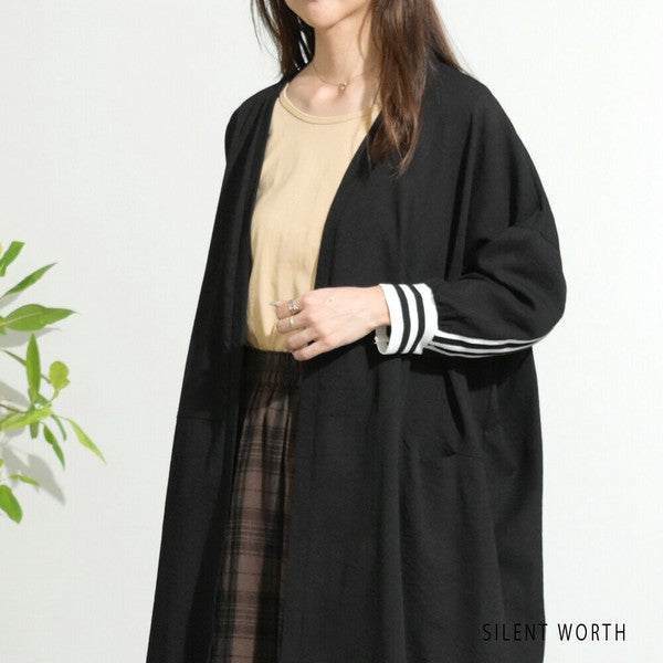 【Fサイズ】配色ラインロングカーディガン｜SILENT WORTH レディース 羽織り ライトアウター 春秋 長袖 Z-118