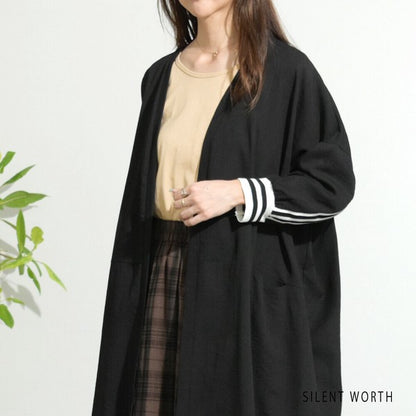 【Fサイズ】配色ラインロングカーディガン｜SILENT WORTH レディース 羽織り ライトアウター 春秋 長袖 Z-118