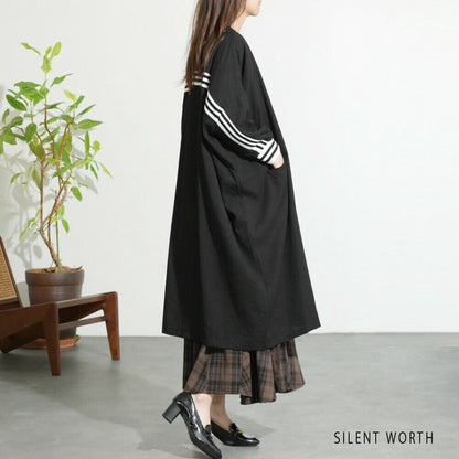 【Fサイズ】配色ラインロングカーディガン｜SILENT WORTH レディース 羽織り ライトアウター 春秋 長袖 Z-118