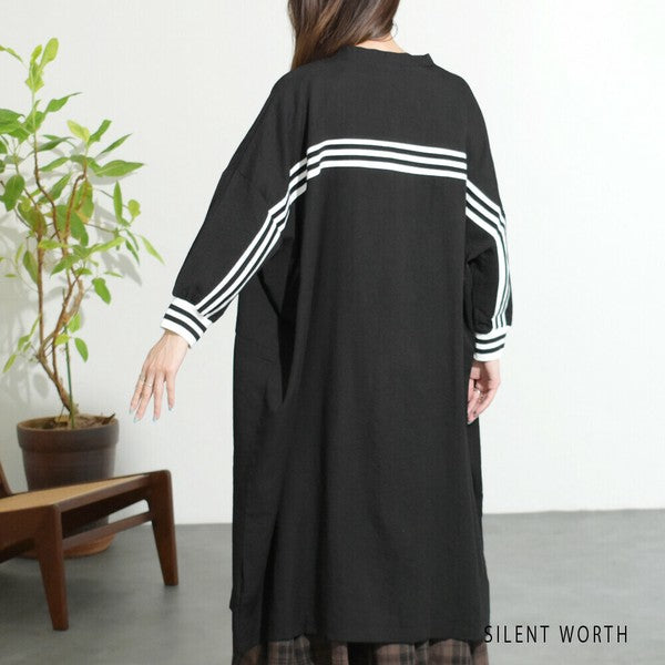 【Fサイズ】配色ラインロングカーディガン｜SILENT WORTH レディース 羽織り ライトアウター 春秋 長袖 Z-118