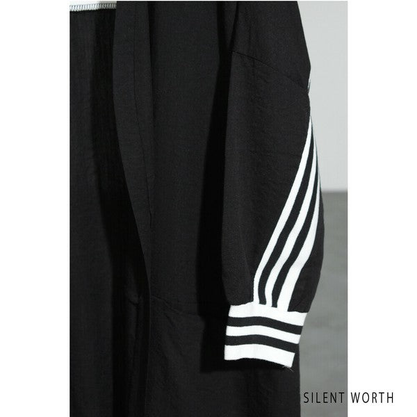 【Fサイズ】配色ラインロングカーディガン｜SILENT WORTH レディース 羽織り ライトアウター 春秋 長袖 Z-118