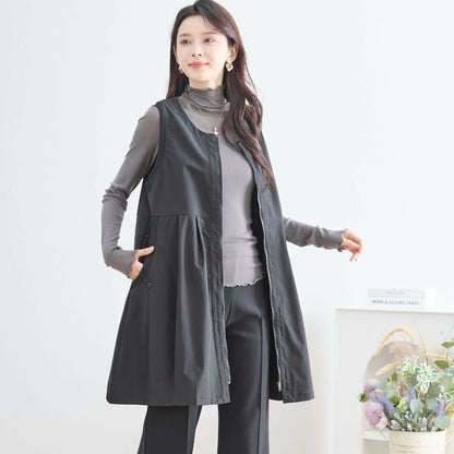 【M〜L】ポリエステル混ジップドロストロングベスト｜Aライン シーズンレス 体型カバー N33-03