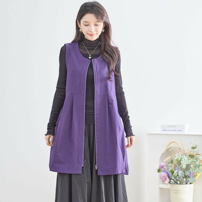 【M〜L】ポリエステル混ジップドロストロングベスト｜Aライン シーズンレス 体型カバー N33-03