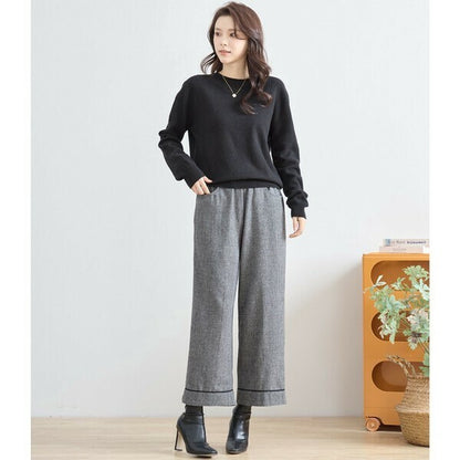 【M〜L】グレンチェックワイドパンツ｜クラシカル・スタイルアップ・秋冬対応・TRUBE N53-003A