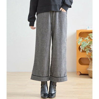 【M〜L】グレンチェックワイドパンツ｜クラシカル・スタイルアップ・秋冬対応・TRUBE N53-003A