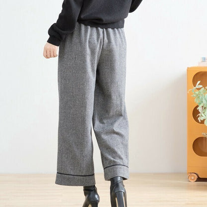 【M〜L】グレンチェックワイドパンツ｜クラシカル・スタイルアップ・秋冬対応・TRUBE N53-003A