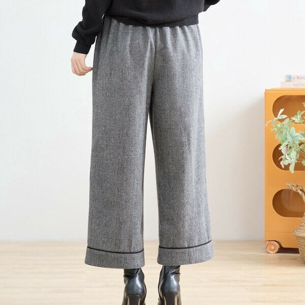 【M〜L】グレンチェックワイドパンツ｜クラシカル・スタイルアップ・秋冬対応・TRUBE N53-003A