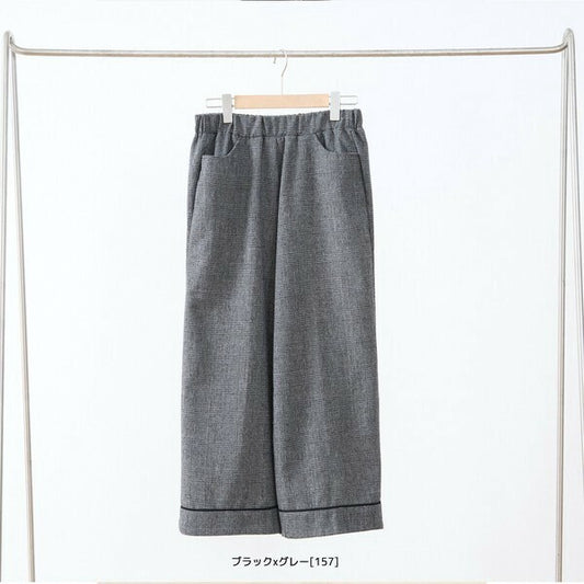 【M〜L】グレンチェックワイドパンツ｜クラシカル・スタイルアップ・秋冬対応・TRUBE N53-003A