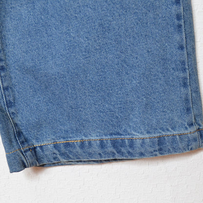 【S-XL】ハイウエストワイドデニムパンツ 綿100% 後ろゴム 脚長 美脚 ウォッシュ加工 Sans Souci 34+