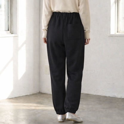 【ユニセックス】裏毛スウェットパンツ 綿100% 肉厚 洗い加工 リラックス ロゴ Sans Souci 34+