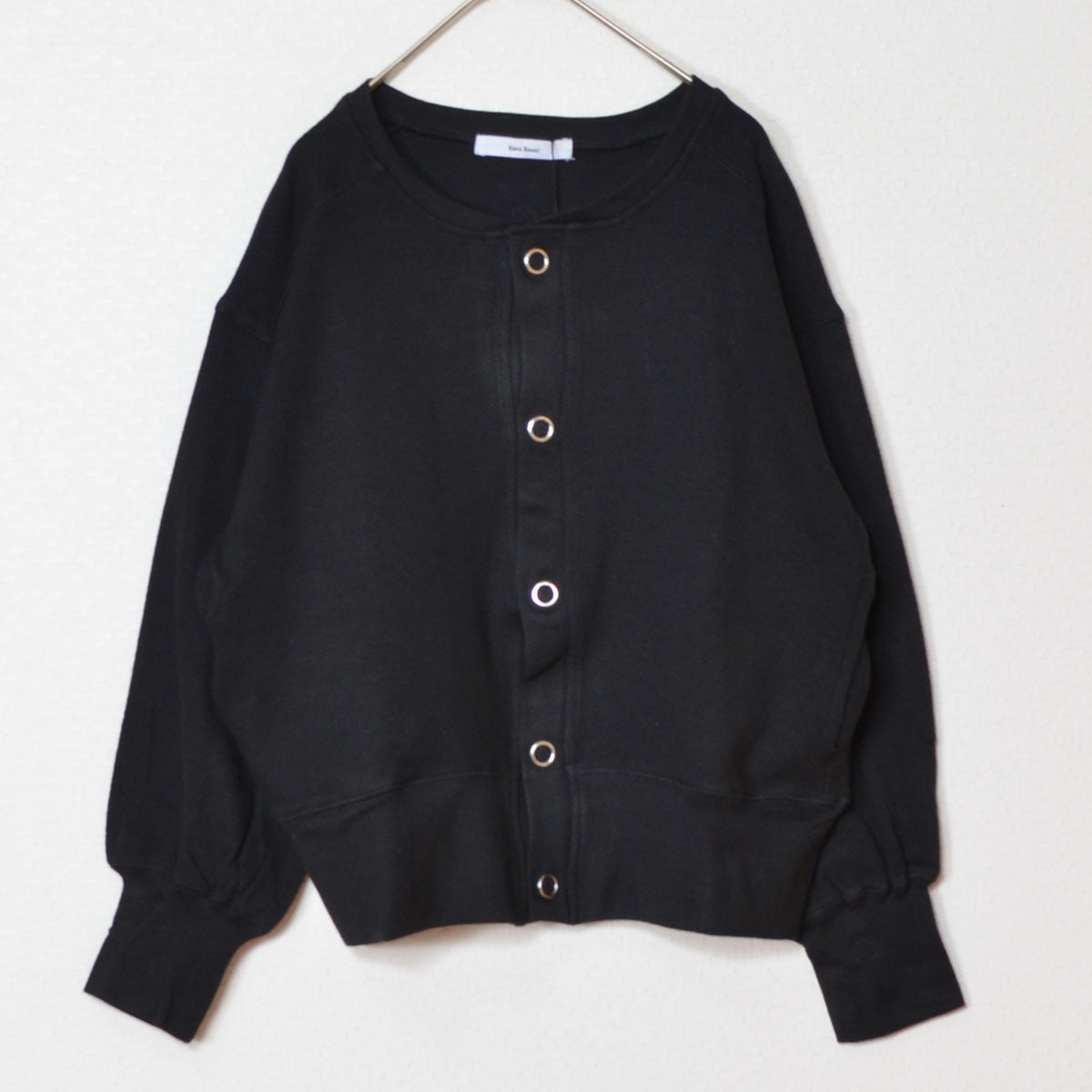 【フリー】ハニカムストレッチ袖ボリュームカーディガン 綿混 スナップボタン 肉厚 羽織り Sans Souci 34+