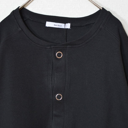 【フリー】ハニカムストレッチ袖ボリュームカーディガン 綿混 スナップボタン 肉厚 羽織り Sans Souci 34+